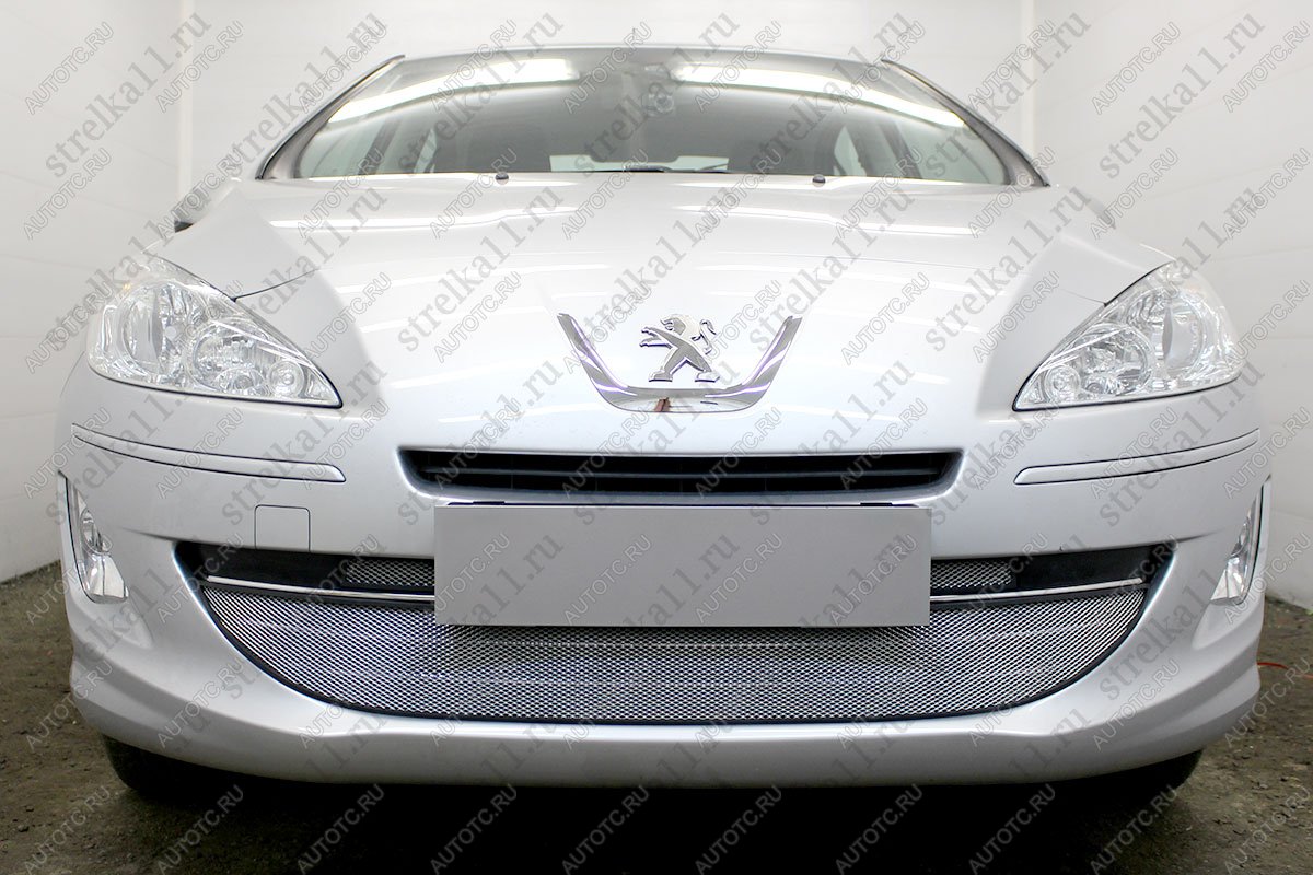 3 899 р. Защита радиатора (3 части) Стрелка11 Стандарт  Peugeot 408 (2010-2017)  дорестайлинг (хром)  с доставкой в г. Воронеж