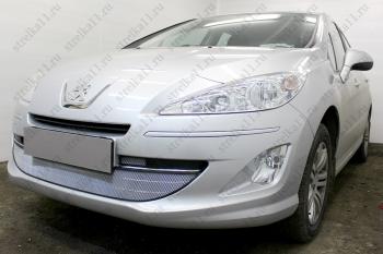 3 899 р. Защита радиатора (3 части) Стрелка11 Стандарт  Peugeot 408 (2010-2017)  дорестайлинг (хром)  с доставкой в г. Воронеж. Увеличить фотографию 2