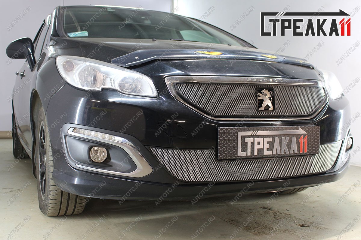 3 389 р. Защита радиатора (низ) Стрелка11 Стандарт  Peugeot 408 (2015-2022) рестайлинг (черная)  с доставкой в г. Воронеж