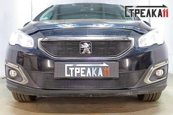 3 389 р. Защита радиатора (низ) Стрелка11 Стандарт  Peugeot 408 (2015-2022) рестайлинг (черная)  с доставкой в г. Воронеж. Увеличить фотографию 2