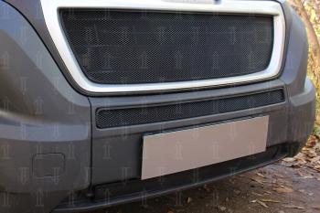 3 899 р. Защита радиатора (верх) Стрелка11 Стандарт  Peugeot Boxer  290 (2014-2025) (черная)  с доставкой в г. Воронеж. Увеличить фотографию 2