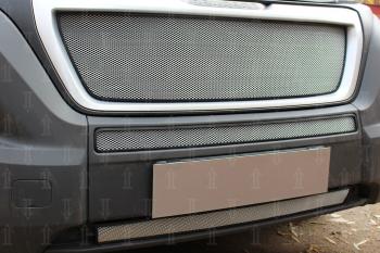 4 099 р. Защита радиатора (верх) Стрелка11 Стандарт  Peugeot Boxer  290 (2014-2025) (хром)  с доставкой в г. Воронеж. Увеличить фотографию 2