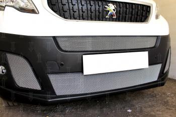 6 249 р. Защита радиатора (2 части центральные) Стрелка11 Стандарт  Peugeot Expert  K0 (2016-2024) цельнометаллический фургон дорестайлинг (хром)  с доставкой в г. Воронеж. Увеличить фотографию 2