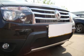 2 999 р. Защита радиатора Стрелка11 Стандарт Renault Duster HS дорестайлинг (2010-2015) (черная)  с доставкой в г. Воронеж. Увеличить фотографию 2