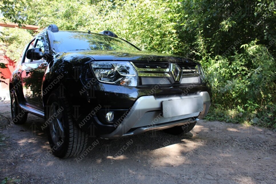 3 079 р. Защита радиатора (низ) Стрелка11 Стандарт  Renault Duster  HS (2015-2021) рестайлинг (хром)  с доставкой в г. Воронеж
