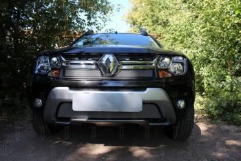 3 079 р. Защита радиатора (низ) Стрелка11 Стандарт  Renault Duster  HS (2015-2021) рестайлинг (хром)  с доставкой в г. Воронеж. Увеличить фотографию 3