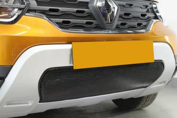 3 599 р. Защита радиатора (низ) Стрелка11 Стандарт Renault Duster HM рестайлинг (2021-2024) (черная)  с доставкой в г. Воронеж. Увеличить фотографию 2