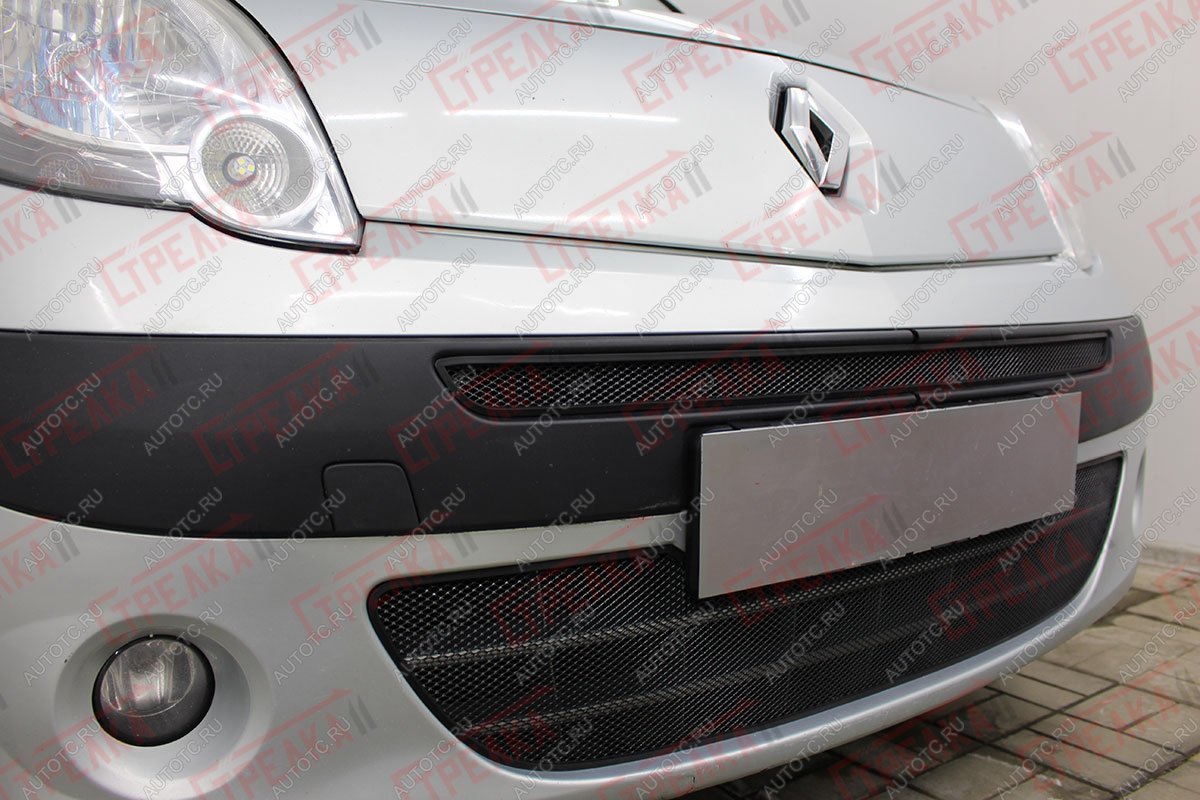 2 669 р. Защита радиатора (верх) Стрелка11 Стандарт Renault Kangoo KW0 дорестайлинг (2008-2013) (черная)  с доставкой в г. Воронеж