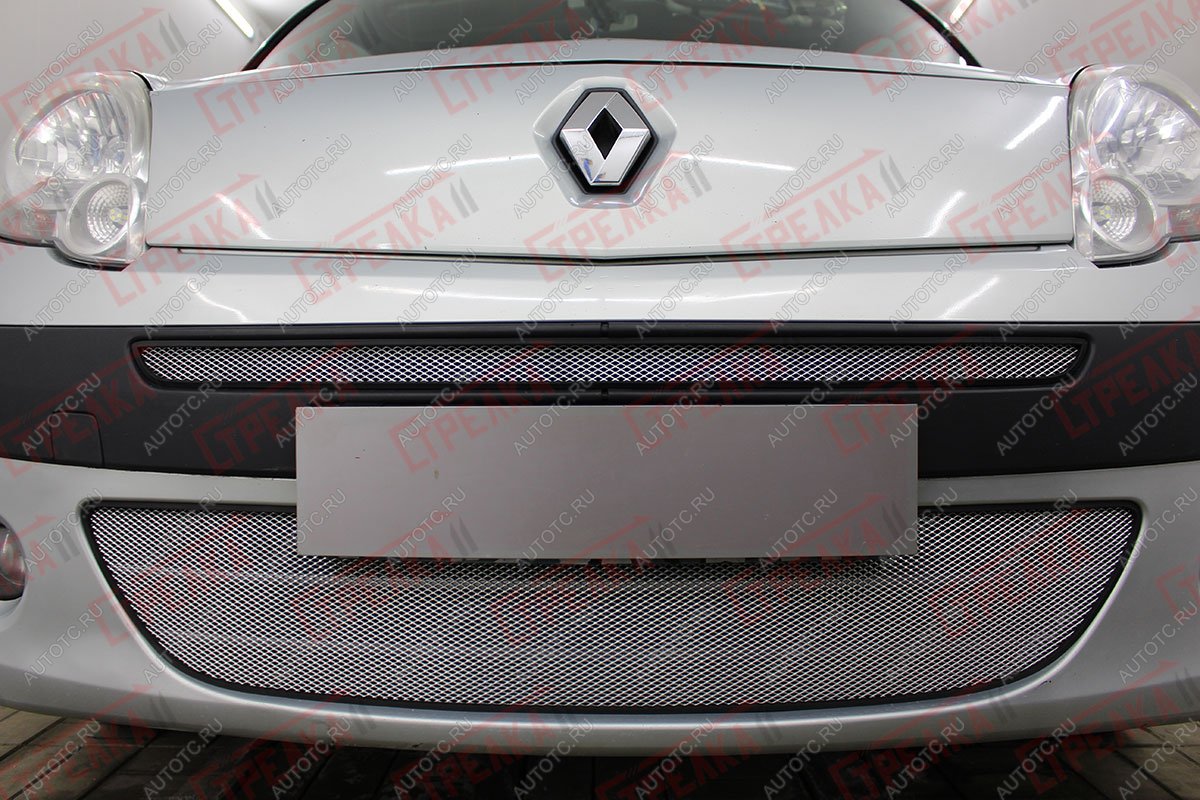 2 799 р. Защита радиатора (верх) Стрелка11 Стандарт  Renault Kangoo  KW0 (2008-2013) дорестайлинг (хром)  с доставкой в г. Воронеж