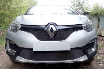 3 299 р. Защита радиатора (верх) Стрелка11 Стандарт Renault Kaptur дорестайлинг (2016-2020) (черная)  с доставкой в г. Воронеж. Увеличить фотографию 2