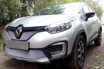 3 499 р. Защита радиатора (верх) Стрелка11 Стандарт  Renault Kaptur (2016-2020) дорестайлинг (хром)  с доставкой в г. Воронеж. Увеличить фотографию 3