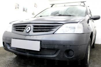 2 879 р. Защита радиатора (низ) Стрелка11 Стандарт Renault Logan 1 дорестайлинг (2004-2010) (черная)  с доставкой в г. Воронеж. Увеличить фотографию 2