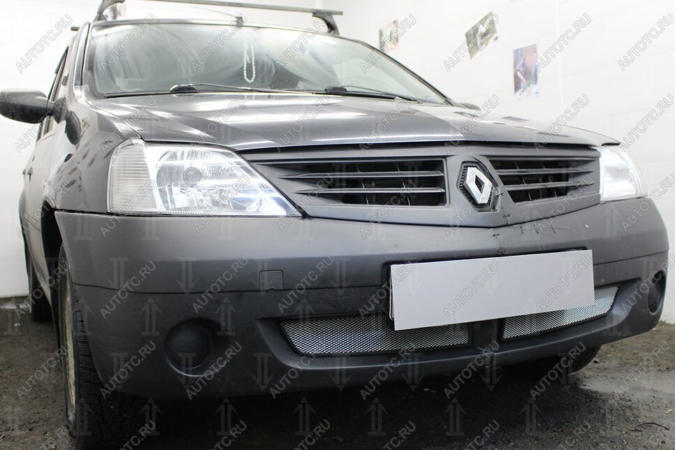 2 899 р. Защита радиатора (низ) Стрелка11 Стандарт  Renault Logan  1 (2004-2010) дорестайлинг (хром)  с доставкой в г. Воронеж