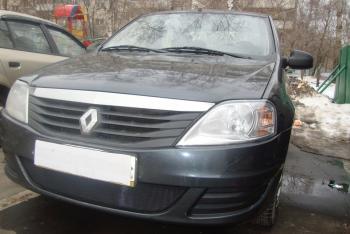 2 899 р. Защита радиатора Стрелка11 Стандарт Renault Logan 1 рестайлинг (2010-2016) (черная)  с доставкой в г. Воронеж. Увеличить фотографию 2