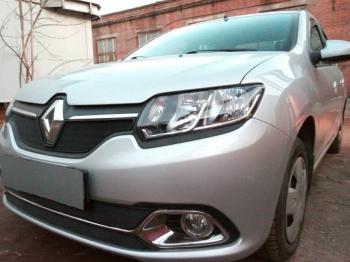 4 549 р. Защита радиатора (Privilege, Luxe Privilege) (низ) Стрелка11 Стандарт Renault Logan 2 дорестайлинг (2014-2018) (черная)  с доставкой в г. Воронеж. Увеличить фотографию 2