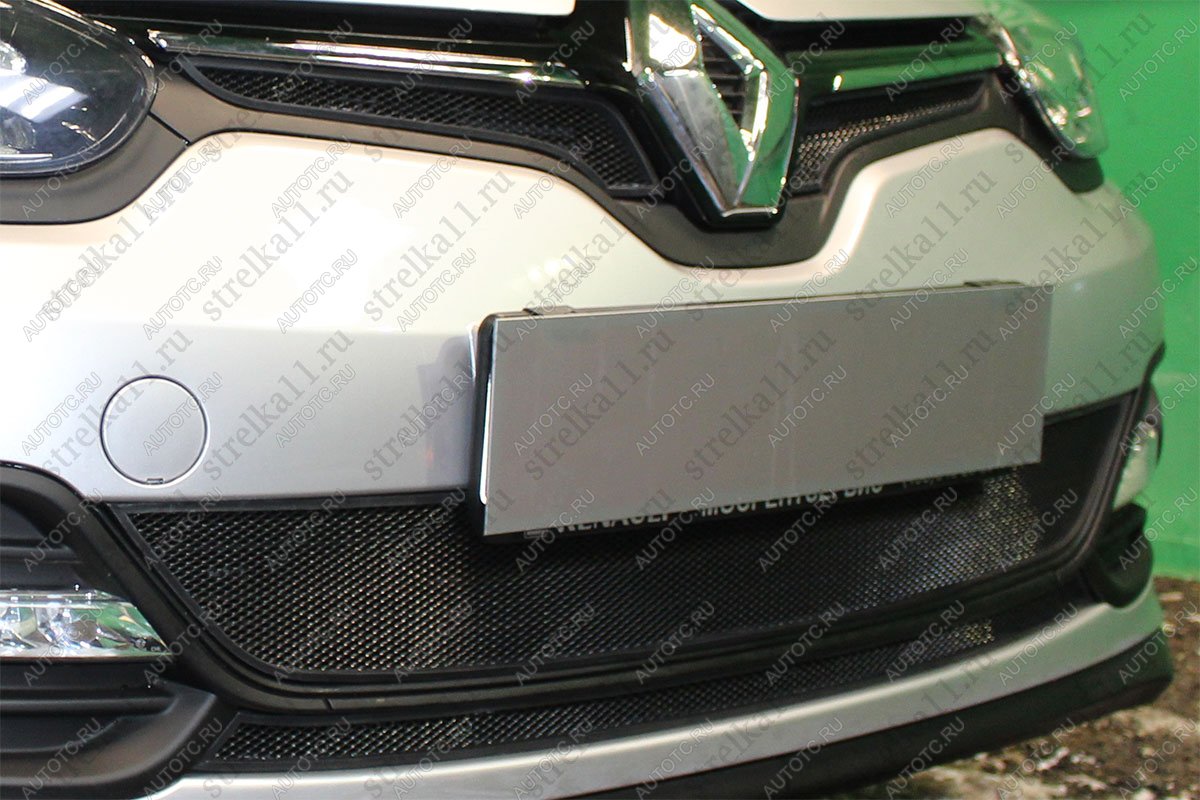 2 479 р. Защита радиатора (верх 2 части) Стандарт  Renault Megane  хэтчбэк 5 дв. (2013-2016)  рестайлинг (черная)  с доставкой в г. Воронеж