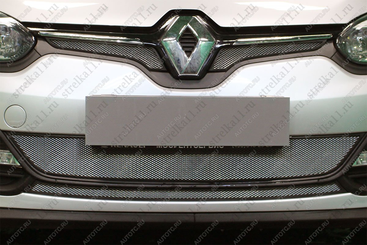 2 599 р. Защита радиатора (верх 2 части) Стандарт  Renault Megane  хэтчбэк 5 дв. (2013-2016)  рестайлинг (хром)  с доставкой в г. Воронеж