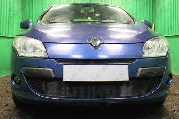 2 199 р. Защита радиатора (верх) Стандарт  Renault Megane  седан (2008-2012)  дорестайлинг (черная)  с доставкой в г. Воронеж. Увеличить фотографию 2