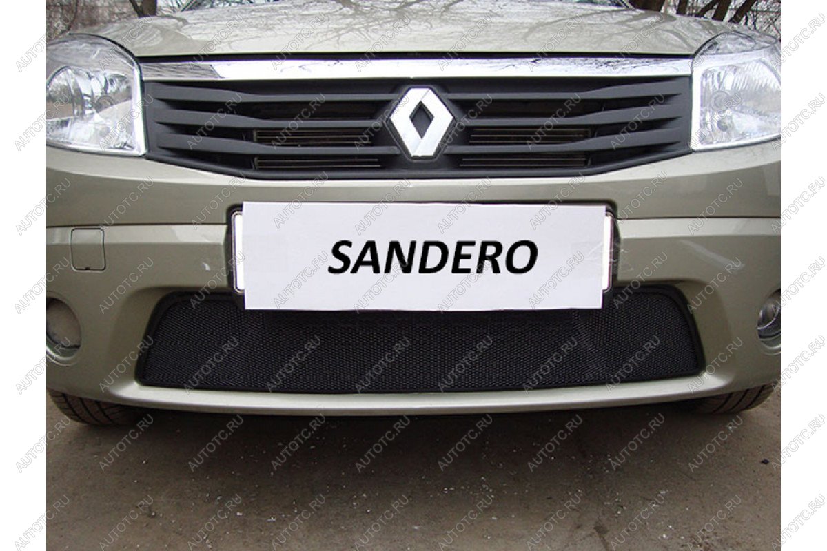 2 999 р. Защита радиатора (низ) Стрелка11 Стандарт  Renault Sandero Stepway  (B8) (2014-2018) дорестайлинг (черная)  с доставкой в г. Воронеж