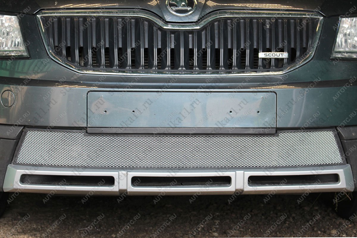3 099 р. Защита радиатора Стрелка11 Стандарт  Skoda Octavia  A7 (2012-2017) дорестайлинг лифтбэк, дорестайлинг универсал (хром)  с доставкой в г. Воронеж