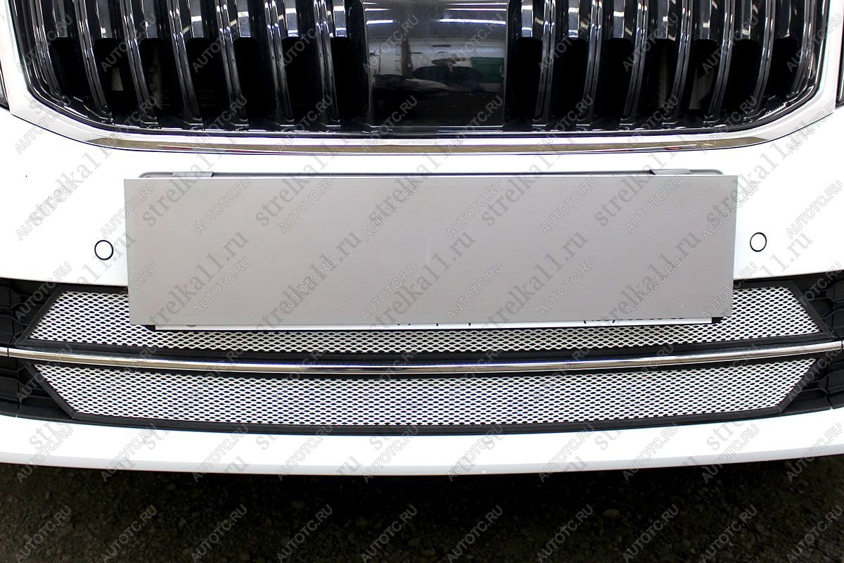 5 349 р. Защита радиатора Стрелка11 Стандарт  Skoda Octavia  A7 (2016-2020) рестайлинг лифтбэк, рестайлинг универсал (хром)  с доставкой в г. Воронеж