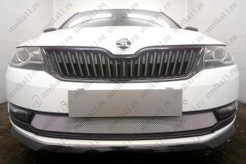 4 849 р. Защита радиатора (2 части) Стрелка11 Стандарт  Skoda Rapid ( NH1,  NH3) (2015-2020) хэтчбэк рестайлинг, рестайлинг лифтбэк (хром)  с доставкой в г. Воронеж. Увеличить фотографию 2