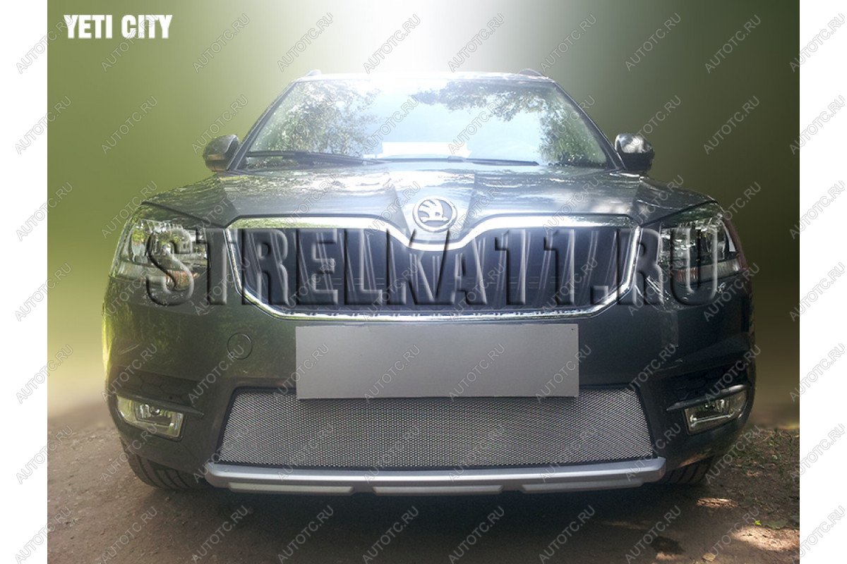 3 299 р. Защита радиатора (с парктроником) (City) Стрелка11 Стандарт  Skoda Yeti (2013-2018) (хром)  с доставкой в г. Воронеж