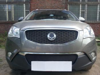 3 169 р. Защита радиатора (верх) Стрелка11 Стандарт SSANGYONG Actyon дорестайлинг (2010-2013) (черная)  с доставкой в г. Воронеж. Увеличить фотографию 2