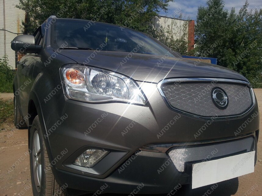 3 299 р. Защита радиатора (верх) Стрелка11 Стандарт  SSANGYONG Actyon (2010-2013) дорестайлинг (хром)  с доставкой в г. Воронеж