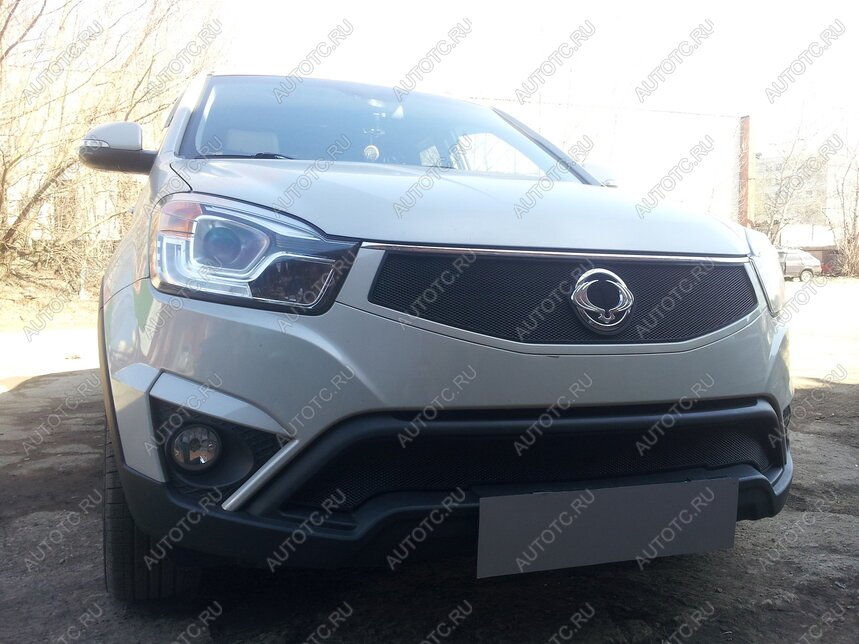 3 169 р. Защита радиатора (верх) Стрелка11 Стандарт SSANGYONG Actyon рестайлинг (2013-2021) (черная)  с доставкой в г. Воронеж