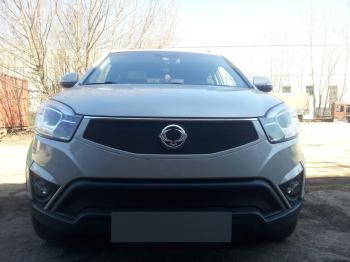 3 169 р. Защита радиатора (верх) Стрелка11 Стандарт SSANGYONG Actyon рестайлинг (2013-2021) (черная)  с доставкой в г. Воронеж. Увеличить фотографию 3