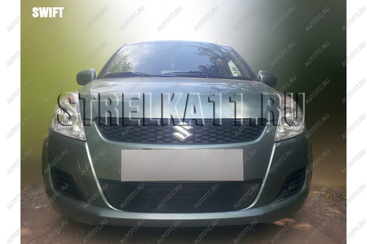 2 899 р. Защита радиатора Стрелка11 Стандарт  Suzuki Swift  ZC72S (2010-2013) дорестайлинг, хэтчбэк 5 дв. (черная)  с доставкой в г. Воронеж