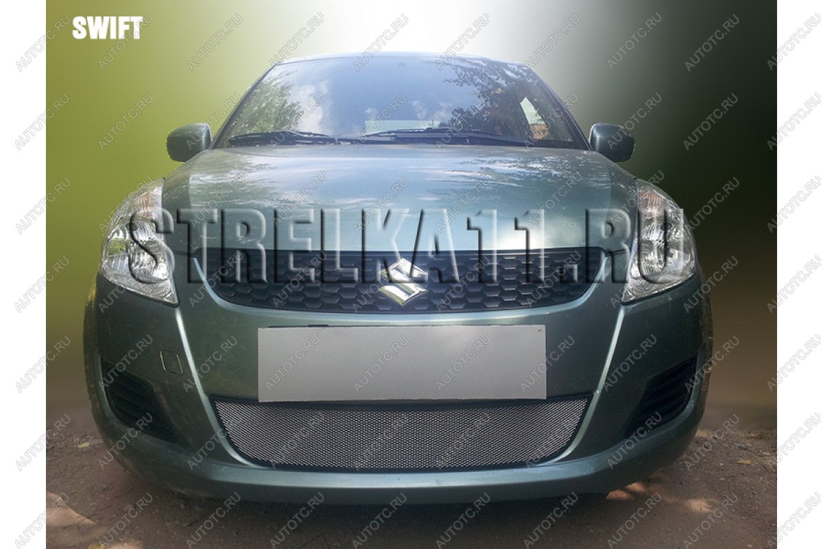 3 079 р. Защита радиатора Стрелка11 Стандарт  Suzuki Swift  ZC72S (2010-2013) дорестайлинг, хэтчбэк 5 дв. (хром)  с доставкой в г. Воронеж