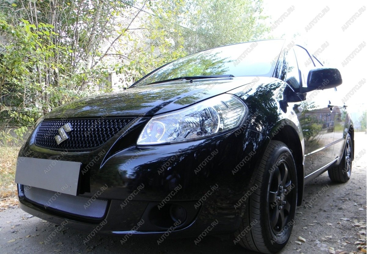 3 079 р. Защита радиатора Стрелка11 Стандарт  Suzuki SX4  GYC21S (2006-2012) дорестайлинг седан (хром)  с доставкой в г. Воронеж