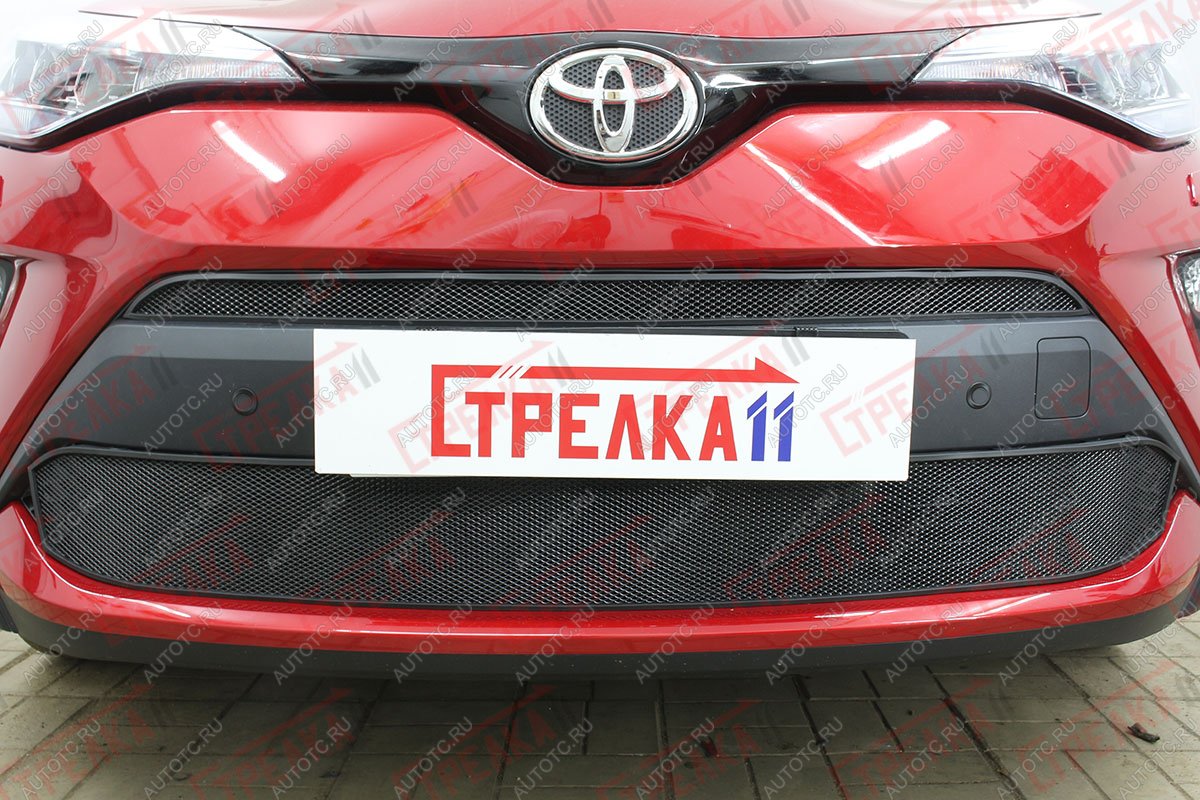 2 569 р. Защита радиатора (верх) Стрелка11 Стандарт Toyota C-HR NGX10, ZGX10 рестайлинг (2019-2025) (черная)  с доставкой в г. Воронеж