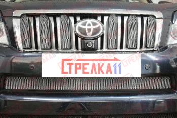 Защита радиатора (верх 6 частей) Стрелка11 Стандарт Toyota Land Cruiser Prado J150 дорестайлинг (2009-2013) (хром)