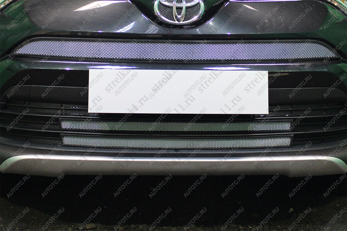 4 099 р. Защита радиатора (низ 2 части) Стрелка11 Стандарт  Toyota RAV4  XA40 (2015-2019) 5 дв. рестайлинг (хром)  с доставкой в г. Воронеж