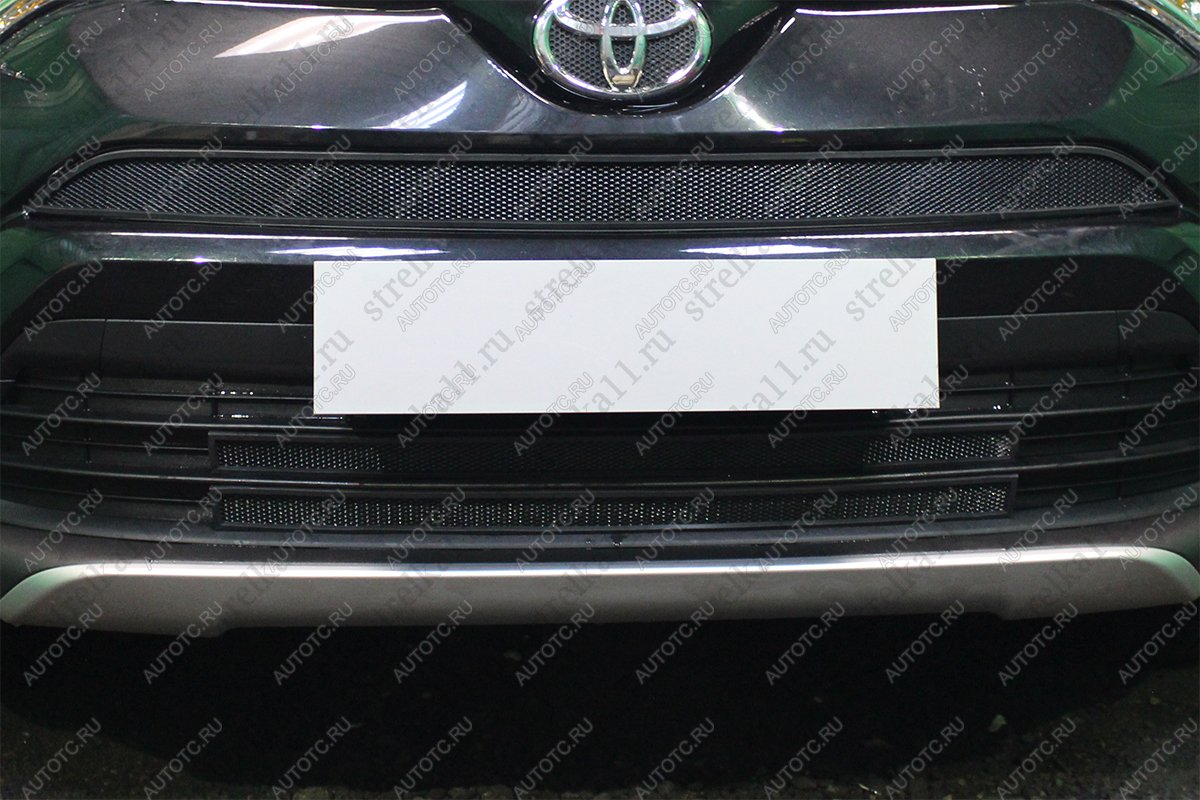 2 899 р. Защита радиатора (верх) Стрелка11 Стандарт  Toyota RAV4  XA40 (2015-2019) 5 дв. рестайлинг (черная)  с доставкой в г. Воронеж