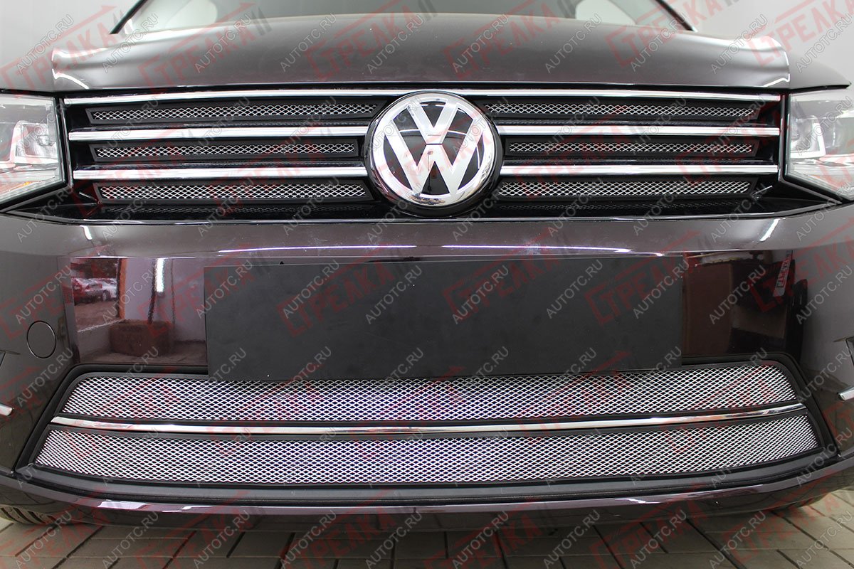 4 999 р. Защита радиатора (верх 6 частей) Стрелка11 Стандарт  Volkswagen Caddy  2K (2015-2020) рестайлинг (хром)  с доставкой в г. Воронеж