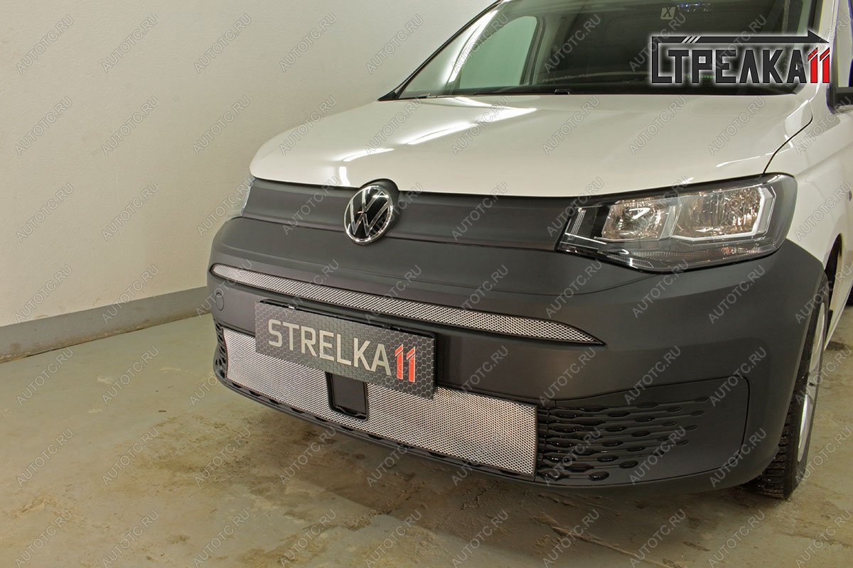 3 599 р. Защита радиатора (низ) Стрелка11 Стандарт  Volkswagen Caddy (2020-2025) (хром)  с доставкой в г. Воронеж