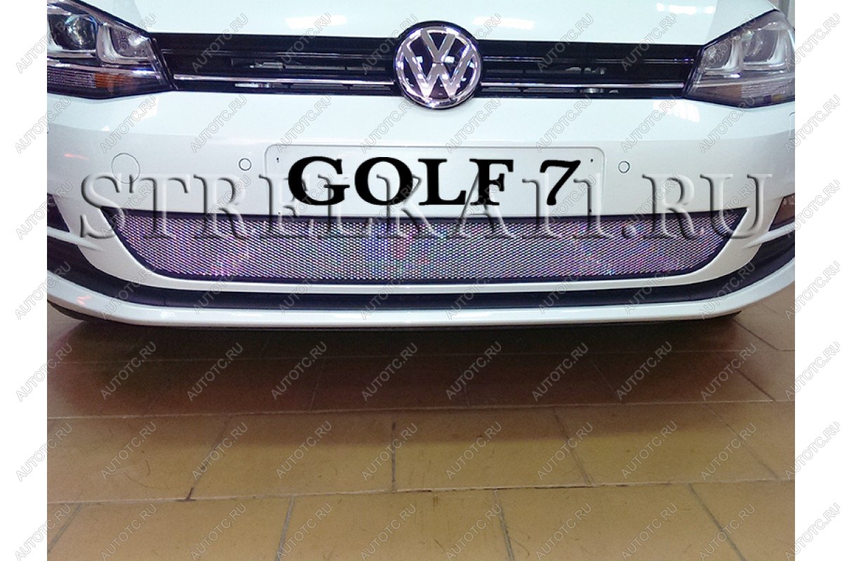 3 149 р. Защита радиатора Стрелка11 Стандарт  Volkswagen Golf  7 (2012-2017) дорестайлинг, хэтчбэк 5 дв. (хром)  с доставкой в г. Воронеж