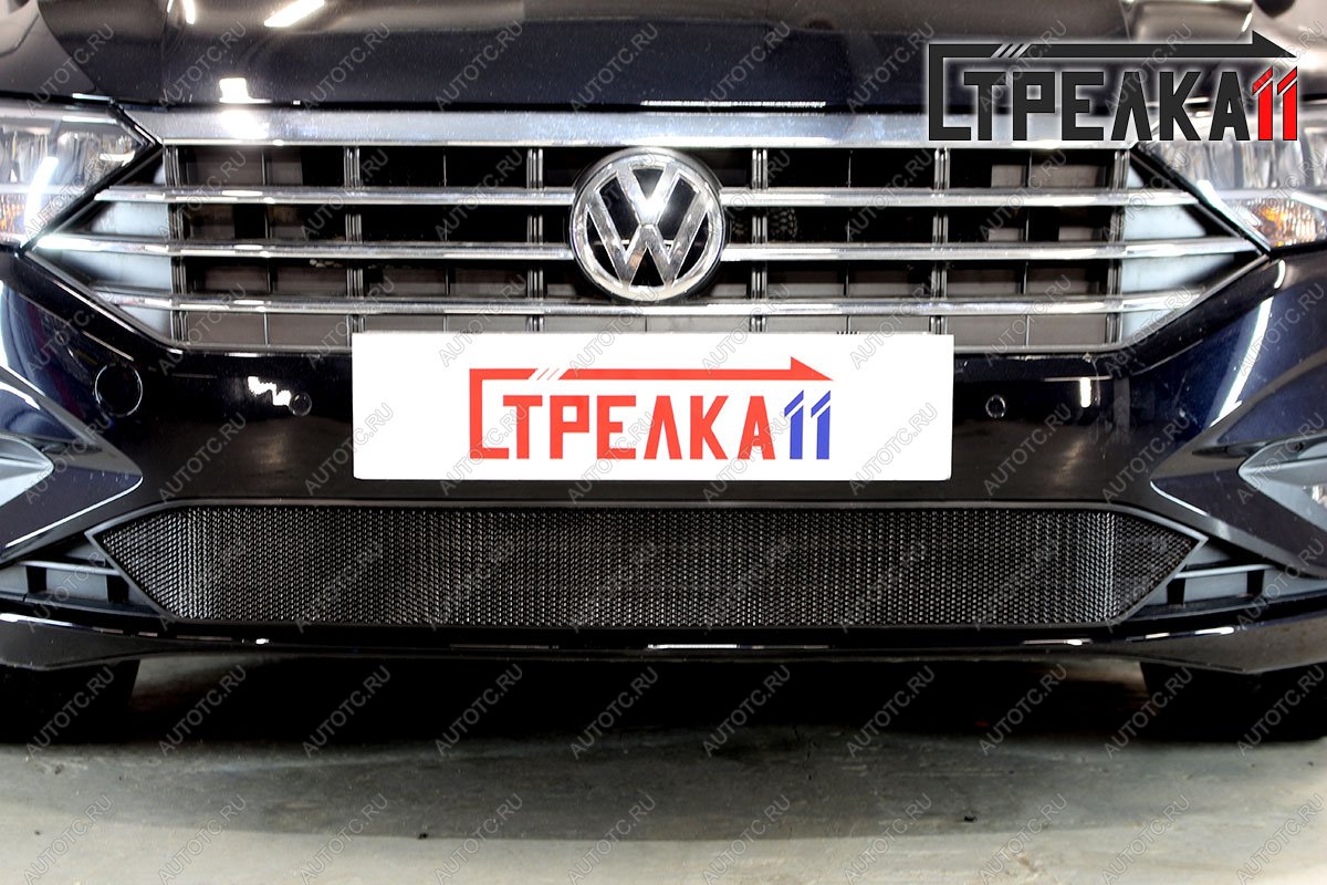 2 889 р. Защита радиатора Стрелка11 Стандарт Volkswagen Jetta A7 седан дорестайлинг (2018-2022) (черная)  с доставкой в г. Воронеж