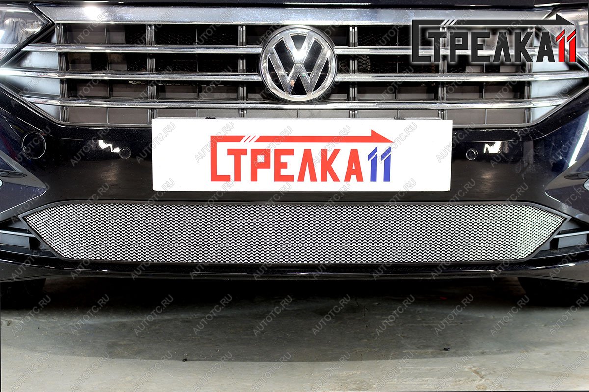3 069 р. Защита радиатора Стрелка11 Стандарт  Volkswagen Jetta  A7 (2018-2022) седан дорестайлинг (хром)  с доставкой в г. Воронеж