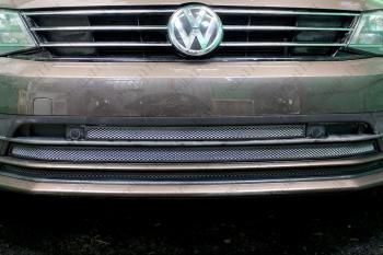 4 999 р.  Защита радиатора (3 части) Стрелка11 Стандарт  Volkswagen Jetta  A6 (2015-2018) седан рестайлинг (хром)  с доставкой в г. Воронеж. Увеличить фотографию 1