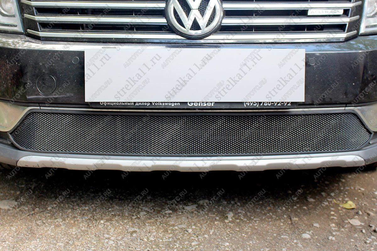 3 079 р. Защита радиатора (AllTrack) Стрелка11 Стандарт Volkswagen Passat B7 седан (2010-2015) (черная)  с доставкой в г. Воронеж
