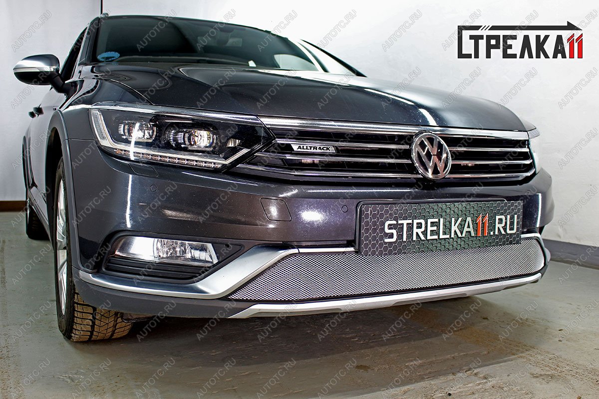 3 099 р. Защита радиатора (низ) (Alltrack 2.0) Стрелка11 Стандарт  Volkswagen Passat  B8 (2015-2019) седан дорестайлинг, универсал дорестайлинг (хром)  с доставкой в г. Воронеж