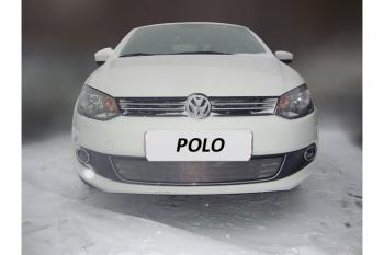 3 079 р. Защита радиатора Стрелка11 Стандарт  Volkswagen Polo  5 (2009-2015) седан дорестайлинг (хром)  с доставкой в г. Воронеж. Увеличить фотографию 2