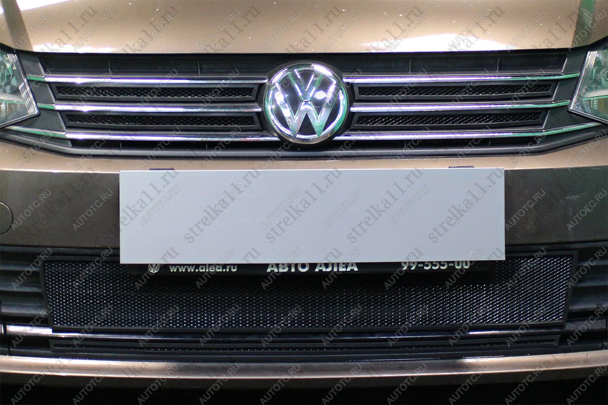 3 699 р. Защита радиатора (4 части верх) Стрелка11 Стандарт Volkswagen Polo 5 седан рестайлинг (2015-2020) (черная)  с доставкой в г. Воронеж