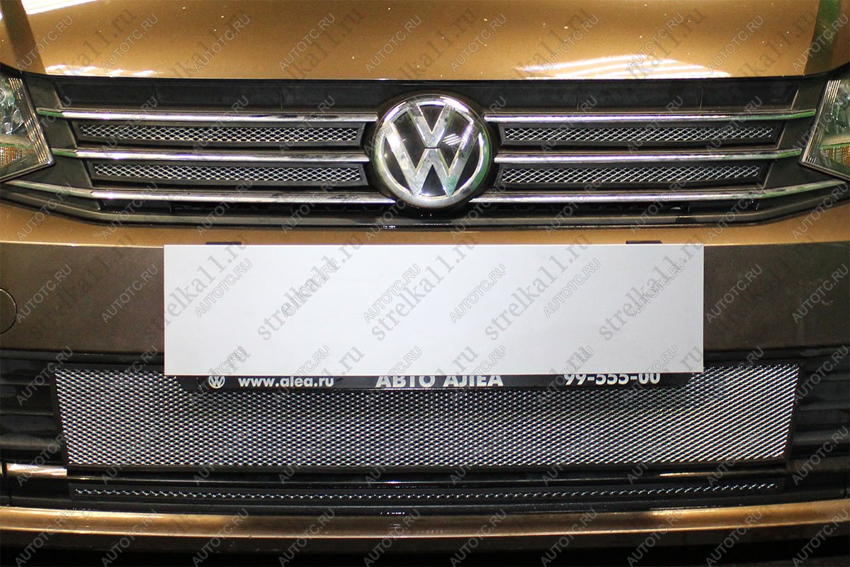3 899 р. Защита радиатора (4 части верх) Стрелка11 Стандарт  Volkswagen Polo  5 (2015-2020) седан рестайлинг (хром)  с доставкой в г. Воронеж