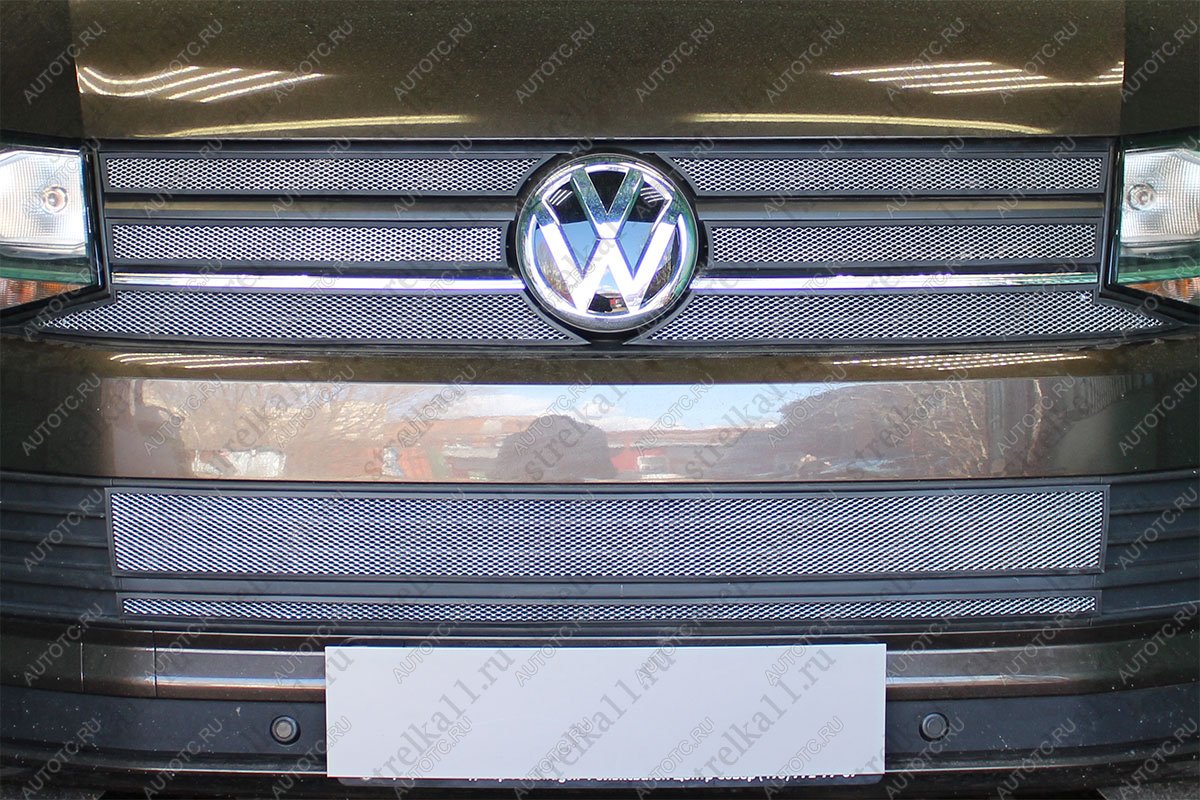 5 849 р. Защита радиатора (6 части верх) Стрелка11 Стандарт  Volkswagen Caravelle  T6 - Multivan  T6 (хром)  с доставкой в г. Воронеж